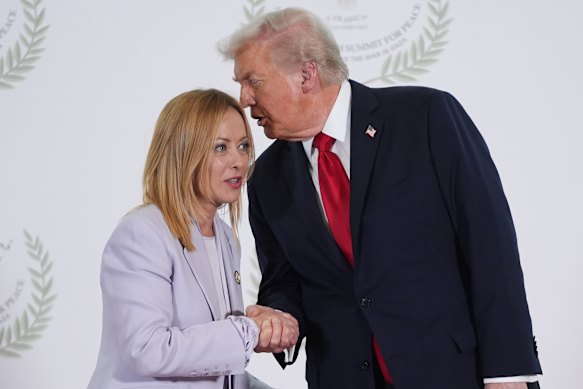 Donald Trump with Italy’s Prime Minister Giorgia Meloni. 