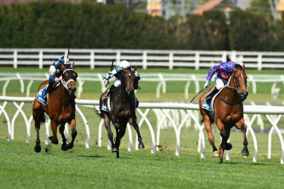 Globe stormed to victory by three lengths in a race featuring just four horses.