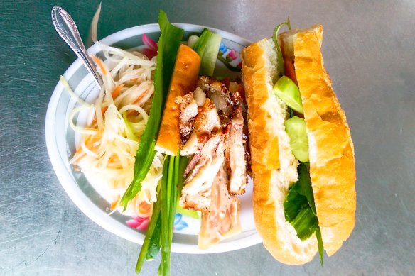 A Cambodian num pang pork roll.