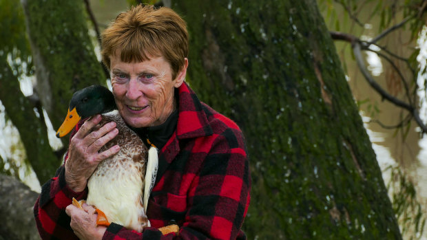 Pauline Westley with her duck.