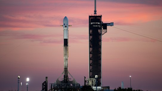 A SpaceX Falcon 9 rocket. The company’s shares joined the Nasdaq 100 last week.
