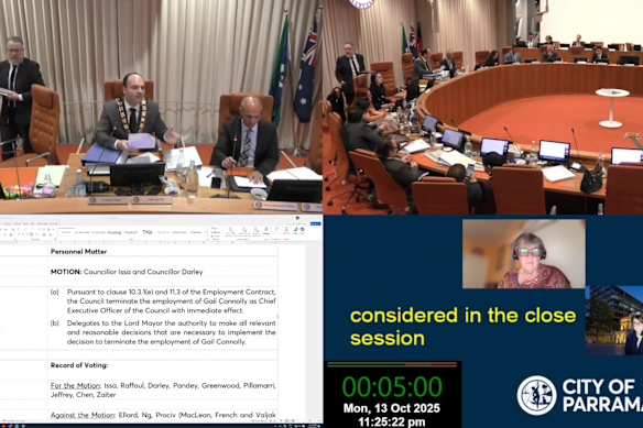 Lord mayor Martin Zaiter (seated top left) voted to sack Connolly in October.