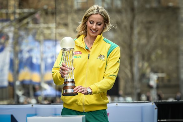 Laura Geitz, pictured with the 2015 netball World Cup.