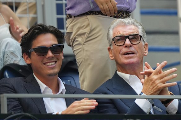 Pierce Brosnan (right) was among the celebrities in the crowd.