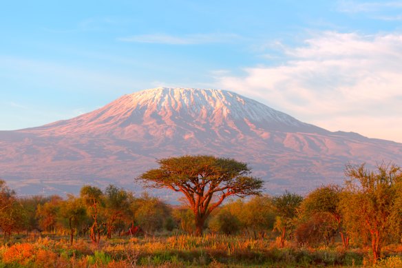 The easiest of the seven summits to climb, Mount Kilimanjaro.