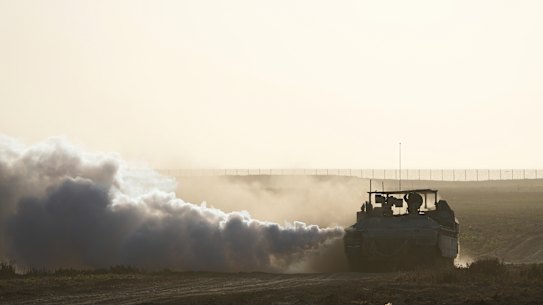 Israeli troops near the Gaza Strip border in southern Israel.