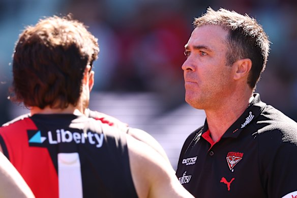 Brad Scott looks on during the essendon Bombers' loss to the Adelaide Crows