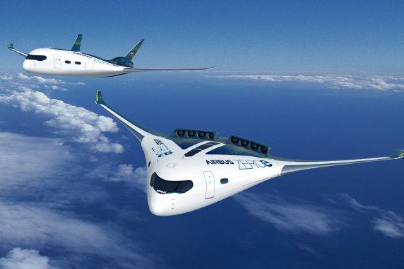 Airbus’s ZeroE MAVERIC blended helping  designs.