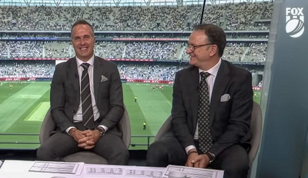 Fox Cricket commentators Michael Vaughan and Mark Waugh.