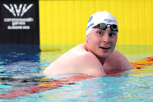 Archie Goodburn of Scotland following his 50m breaststroke final at the Commonwealth Games.