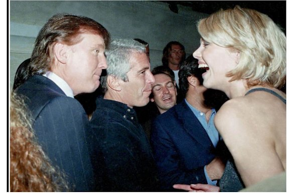 Donald Trump with Epstein and an unnamed woman.