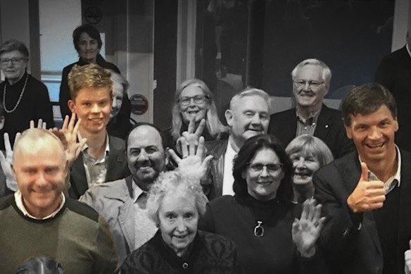 Dallas McInerney, Dylan Whitelaw and Angus Taylor at a Liberal Party function not related to the ICAC inquiry.