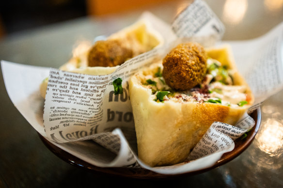 Wazzup Falafel sells its signature dish on skewers, in house-made wraps with hummus; or as a FSP (falafel snack pack).