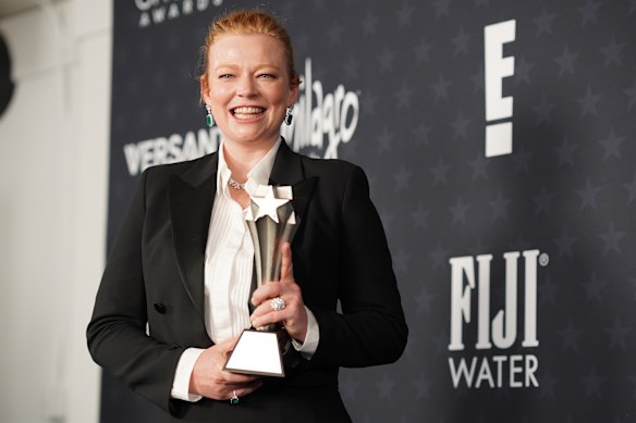 Sarah Snook won best actress in a limited series or movie made for television for All Her Fault at the Critics’ Choice Awards. She’s nominated in the same category for the Golden Globes.