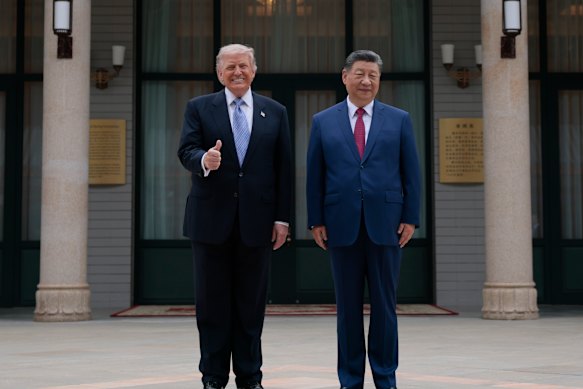 Asked if he was enjoying his visit, Trump responded with a thumbs-up. Xi has not taken a question from the press since 2017.
