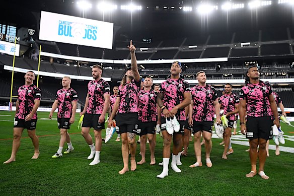 The Bulldogs walk on the Allegiant Stadium turf on Friday (Saturday, AEDT).