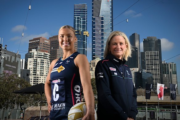 Melbourne Vixens captain Kate Moloney and coach Simone McKinnis.