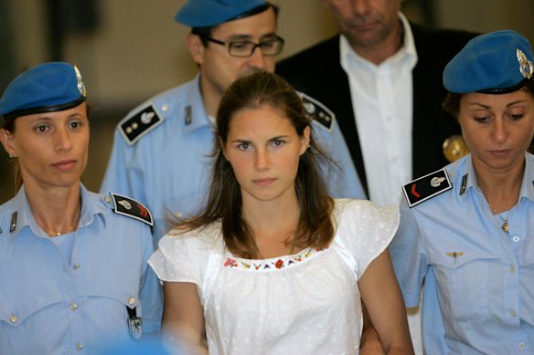 Knox during the 2008 hearing in Perugia, Italy.