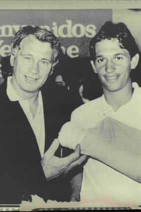 A young Lineker with then-England manager Bobby Robson ahead of the 1986 Mexico World Cup.