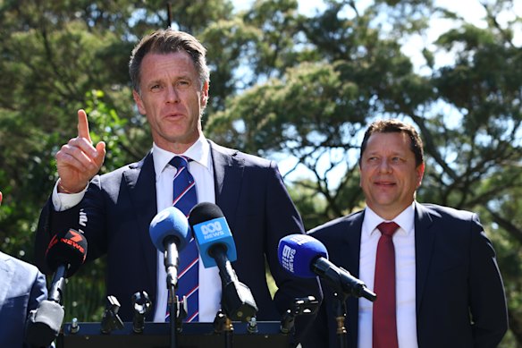NSW Premier Chris Minns (left) with Planning Minister Paul Scully.