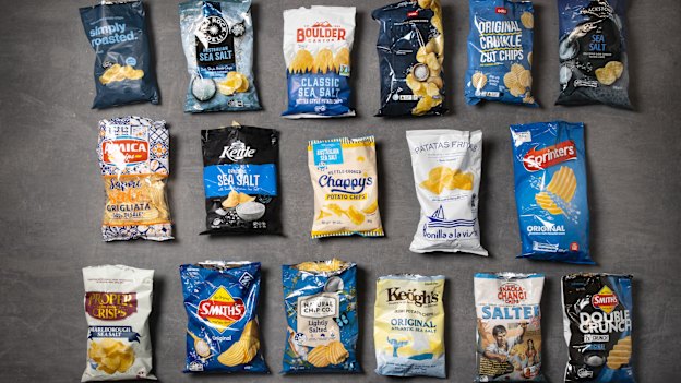 Seventeen different plain chips were blind taste tested.