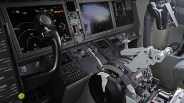 The cockpit of a grounded Lion Air Boeing 737 MAX 8.