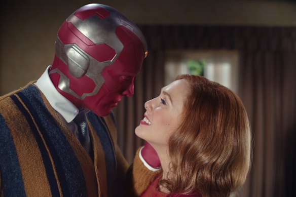 Paul Bettany and Elizabeth Olsen in WandaVision.