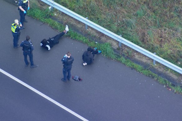 Police at the Monash Freeway, where a multi-vehicle crash unfolded at Berwick.