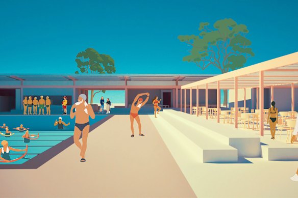 An artist’s impression of an aquatic centre designed using a pattern book approach. 