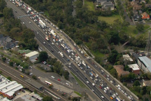 Motorists have been warned of delays of two hours, with traffic banked back as far as the Burnley Tunnel.
