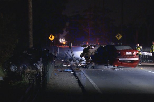 Three cars were involved in the collision.