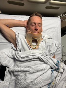 Blake Shinn shared an image from hospital on social media  after breaking his leg on Cup day.