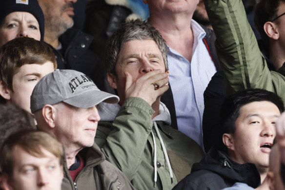 Noel Gallagher watches a Manchester City match.