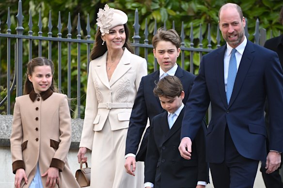 The Prince and Princess of Wales, alongside their three children, returned to the British royal family’s traditional Easter Sunday church service after a two-year absence.