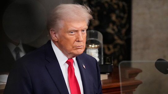 Trump at the State of the Union in February, one of the speeches from which his teleprompter operator is alleged to have profited.