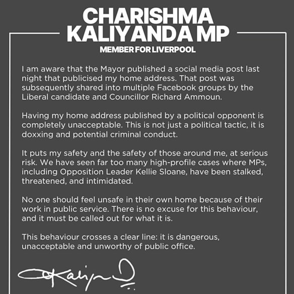 Liverpool MP Charishma Kaliyanda’s statement on social media garnered thousands of reactions.