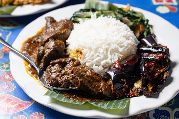 Fiercely fried eggplant (right) is one of the choices.