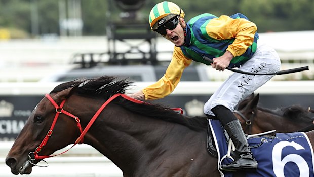 Chad Schofield and Ceolwulf win the King Charles Stakes at Randwick in October.