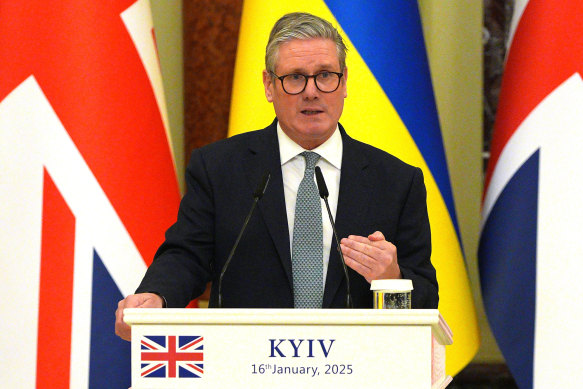 British Prime Minister Keir Starmer in Kyiv on January 16.