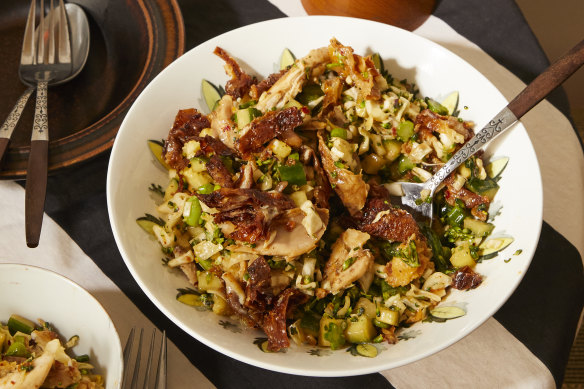 Rosheen Kaul’s “Hainanese chicken rice” greens bowl.