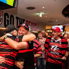 North Sydney Bears supporters celebrate the club’s return in Perth.