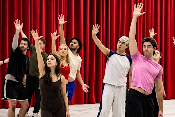 Dancers during rehearsals for A Beautiful Noise.