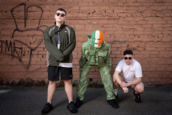 Kneecap members Mo Chara, DJ Provai and Moglai Bap in Melbourne earlier this year.