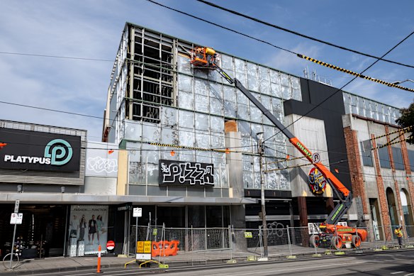 Demolition works at the Jam Factory site in Chapel Street, South Yarra in March.