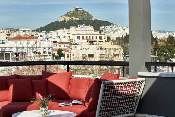 Balcony views from AthensWas Design Hotel.