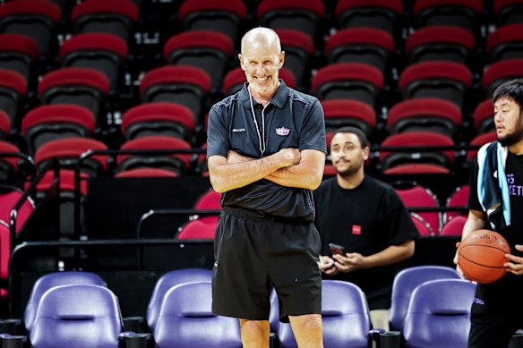 Brian Goorjian smiles during Kings training.