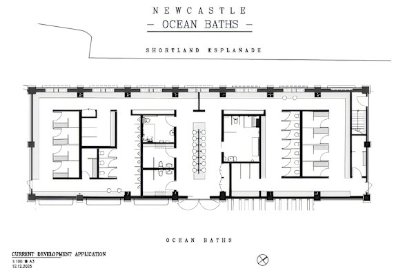 The latest plan for the new amenities/toilet blocks at Newcastle Ocean Baths. 