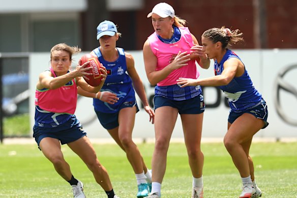 Ash Riddell (left) at training this week.
