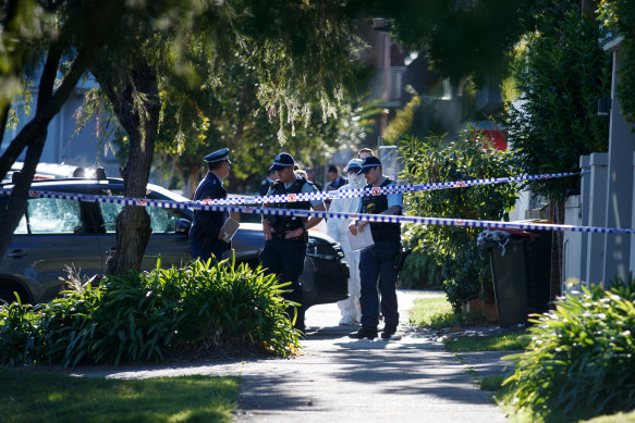 Police astatine  the country   of a fatal stabbing successful  Russell Lea connected  Thursday.