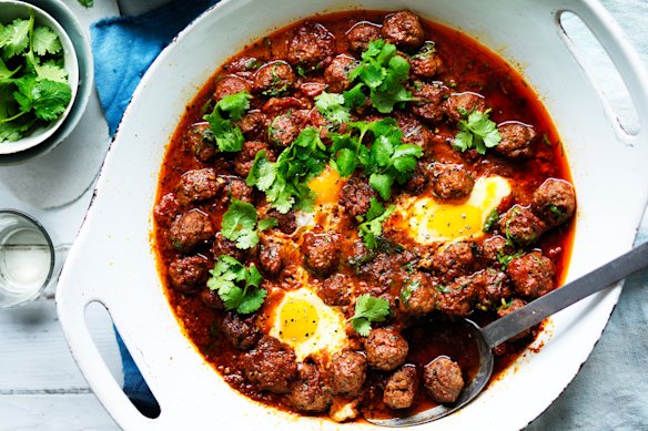 Neil Perry’s meatball tagine in tomato sauce.
